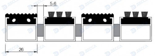 Алюминиевые грязезащитные решетки ST26 (Резина - Щетка)