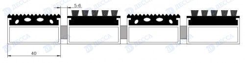 Алюминиевые грязезащитные решетки BK40 H26 (Резина - Щетка)