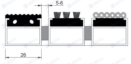 Алюминиевые грязезащитные решетки ST26 (Резина - Щетка - Ворс)